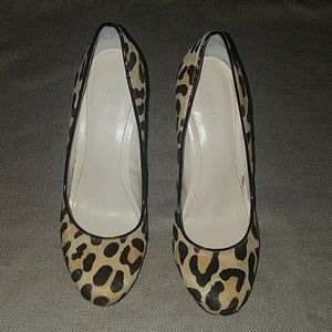 [Calvin Klein] Kendall Leopard Print Heels Tan/Blk
